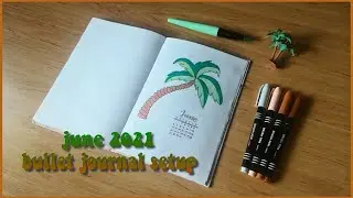 June Bullet Journal Setup Flipthrough | 💚🌴✨ | Minimalistic bujo ✨