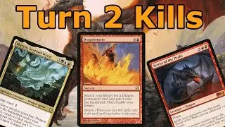 TURN 2 KILLS WITH DRAGONSTORM!  (Legacy Mono Red Dragon Tribal- Miirym, Sentinel Wyrm Combo MTG)