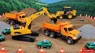 RC Excavator Loading Dump Truck & Grader Cleans Up | Mini Earth Movers