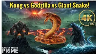 Three Titans Clash - Kong vs Godzilla vs Giant Snake!