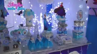 Decoración Frozen,  Mesa de dulces temática, bocaditos personalizados, torta, fiesta infantil