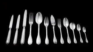 Puiforcat (Hermes) - 168pc. Antique French Sterling Silver Flatware Set (Vauban) Model + Trays.