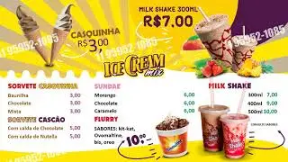 Menu Digital para sorveteria F&aacute;brica de Menus
