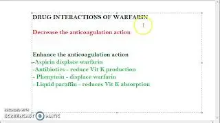 Pharmacology 619 g AntiCoagulant Warfarin Interaction