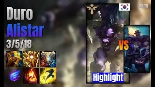 Duro Support Alistar vs Braum lol KR solo rank Highlight 14.18