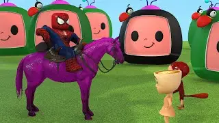 Spider Man, the Ballerina Cappuccino, monkey, talking Cocomelon spectator