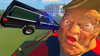 BeamNG.drive - Cars Jumping into Mouth of Donald Trump