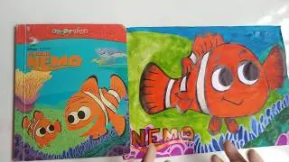 Draw a cute Nemo fish from Finding Nemo book + Easy English