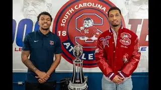 Принимающий игрок команды SC State Джордан Смит рассказывает о Celebration Bowl, спортивном духе ...