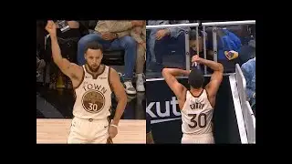 Steph Curry dancing after hitting 3 then went and spoke to his wife mid-game 😂