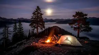 SOLO BIKE CAMPING, COOKING DURING A THUNDERSTORM AND HEAVY RAIN IN A SMALL TENT   ASMR