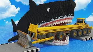 LONG CARS vs GIANT SHARK ATTACK in Teardown