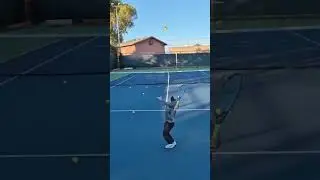 Learning tennis serve, age 5 years and 10 months old. #tennis, #sports