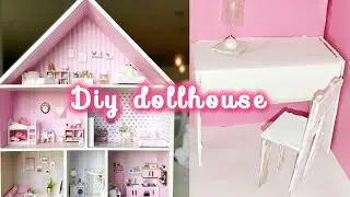 Diy dollhouse with cardboard / diy miniature bed / How to make cardboard dollhouse / cardboard craft