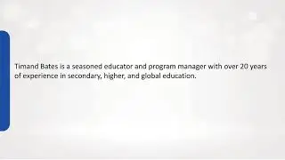 Timand Bates - A Catalyst for Progress - Kingston, NY