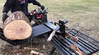 Splitting  large maple rounds with the  37 ton Rugged Split log splitter by Rugged Made. #8