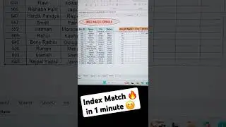 #Index Match 🔥 Excel super trick| #shorts #indexmatch in 1 minutes ⏰️ 🕑