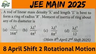 A rod of linear mass density lemda and length L is bent to form a ring of radius R . Moment of inert