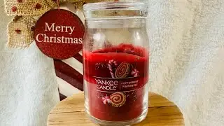 Yankee Candle Peppermint Pinwheels Post-burn Candle Review #candlereview @yankeecandle