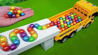 Marble Run ASMR Race ☆ HABA Slope& Dump Truck Excavator Ambulance Forklift Garbage Truck Tractors#15