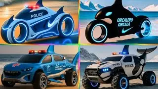 SHARK BUS VS POLICE CAR VS AMBULANCE Hop EDM Tush! CRAZY BRAINROT - Tiles