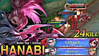 24 Kills + 1x SAVAGE + 1x MANIAC!! Hanabi Monster Late Game - Build Top 1 Global Hanabi ~ MLBB