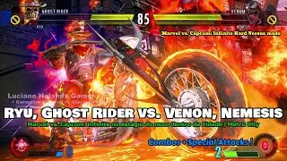 Ryu, Ghost Rider vs. Venon e Nemesis [ Special Attacks ! ] Marvel vs. Capcom: Infinite !