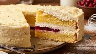 The Softest Vanilla Cake with Creamy Jam Center