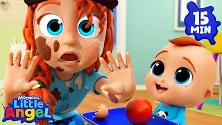 Babysitter is in trouble!😟 | Little Angel | Super Moms | Nursery Rhymes and kids songs 🌸