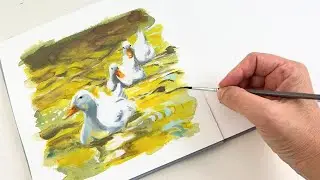 SIMPLE Gouache Painting Tutorial: Learn to Paint Ducks Today!