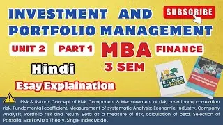 Investment And Portfolio Management || Unit 2- Part 1 || MBA FINANCE 3 SEM | Studies With NITIN​