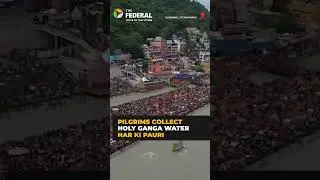 Thousands of Kanwar pilgrims collect holy water at Har Ki Pauri