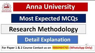 Anna University PhD Entrance Test 2024|Most Repeated Research Methodology MCQs|Research Methodology