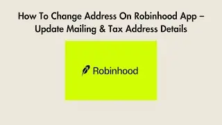 How To Change Address On Robinhood App &ndash; Update Mailing & Tax Address Details