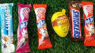 ASMR Most Popular Candys some lots of colorful rainbow lollipop candy unpacking chomolate eat