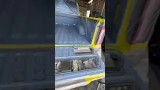 Color matched bed liner in this 2024 #Ford Lariat #bedliner #raptor #custom #bodyshop #spraypaint