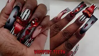 Halloween Nails | Vampy Nails 🧛🏾‍♂️Acrylic Duck Nails