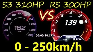 Renault Megane RS TRophy 300 HP vs Audi S3 2020 310 HP Acceleration Sound 0-250 100-200 km/h