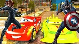 Disney cars Dragon Lightning McQueen & Komodo Black Widow & Captain america Nursery Rhymes