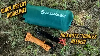 DIY RAPID/QUICK DEPLOY RIDGELINE!!! (Using no knots/toggles) #bushcraft #survival #tarpridgeline
