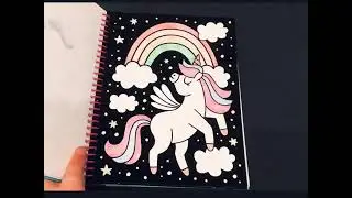 [ doing Velvet Art!! Coloring book: Unicorns! ] #drawing #coloring #music
