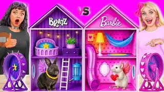 One Colourd House Challenge for Pets | funny Battle vs Bratz Decoration by