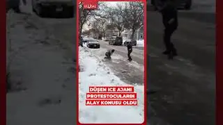 Buzda kayıp d&uuml;şen ICE ajanı protestocuların alay konusu oldu #shorts #abd #keşfet