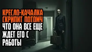 КРЕСЛО КАЧАЛКА СКРИПИТ ПОТОМУ ЧТО ОНА ВСЕ ЕЩЕ ЖДЕТ ЕГО С РАБОТЫ