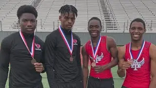 Alief Taylor 4x100 team running for teammate all the way to state