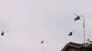 Bulgarian Air Force. Mi 17, Mi 24, Cougar and Panther helicopters flying above capital Sofia.