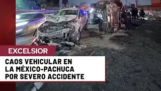 Fuerte choque y volcadura en la México-Pachuca con personas fallecidas