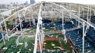 Tropicana field roof ripped off | Hurricane Milton damage aftermath