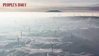 Wind turbines line Niushou Mountain in Ningxia, braving winter gales to deliver clean energy
