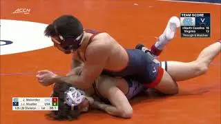 125lbs Jack Mueller (Virginia) tech fall Joey Melendez (UNC)